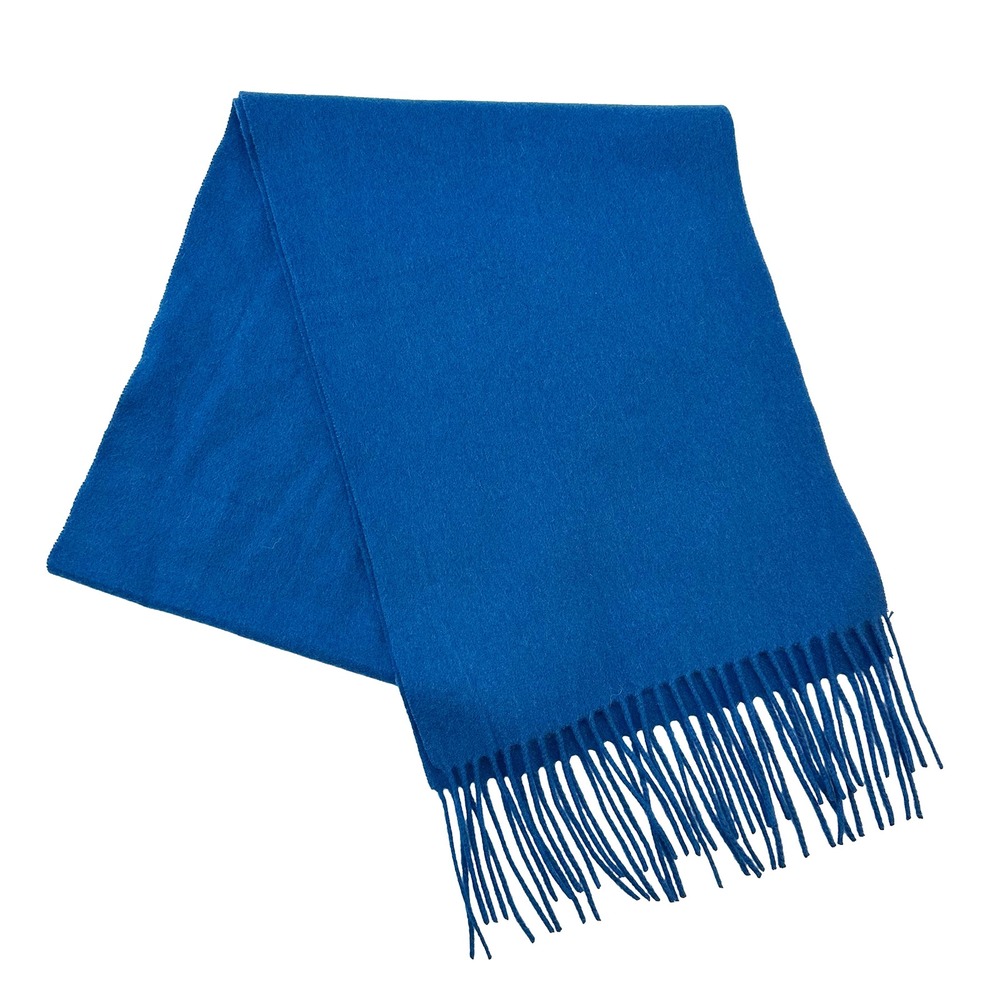 ENZO MANTOVANI Wool‎ & Cashmere Fringe Scarf • blue